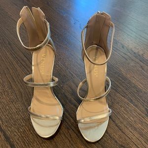 Brand new strappy gold heels